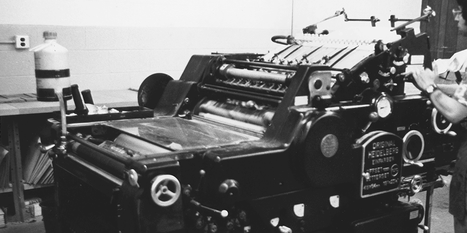 Shawmut Purchases First Printing Press 1 heidelberg printing press in 1960s
