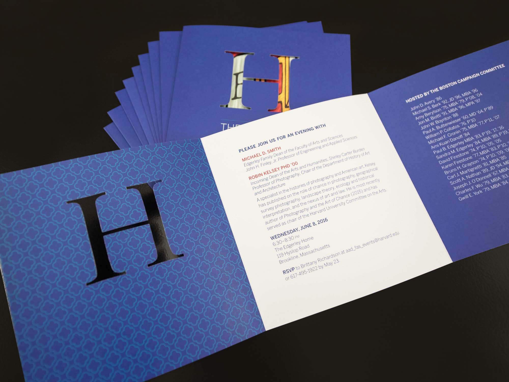 harvard university die-cut invitation